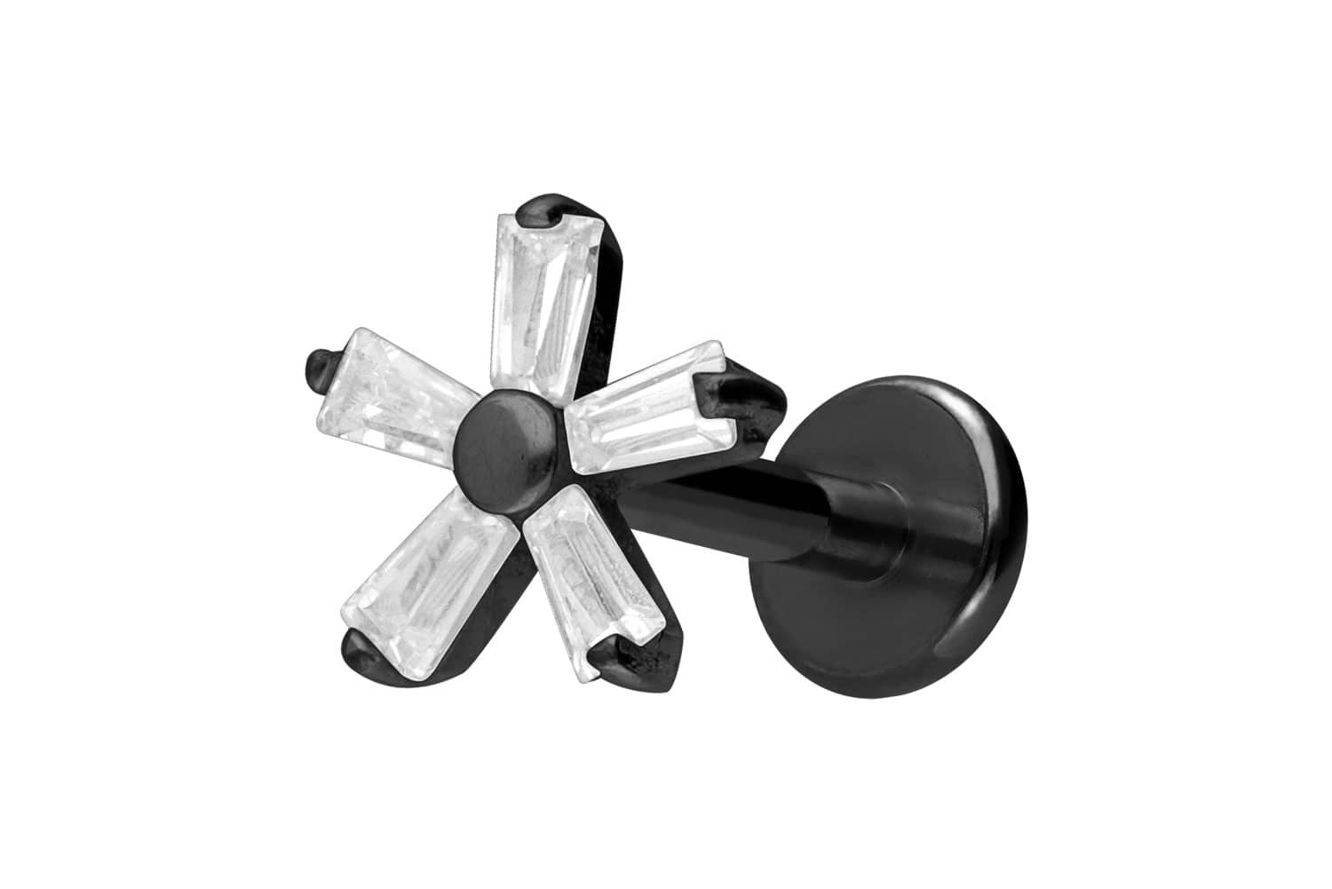 Titan Labret Piercing mit Innengewinde KRISTALLBLUME